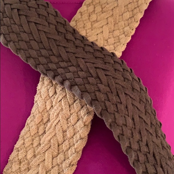 Lot of 2 Faux Suede Belts Brown & Tan - Picture 1 of 8